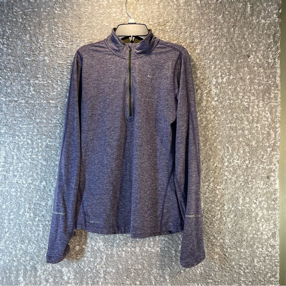 Nike Element Dri-Fit 1/4 Zip Pullover Running Shirt Small Purple Thumbholes
